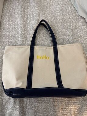 L.L. Bean Boat and Tote Canvas Tote Bag with 'Hello.' Embroidery